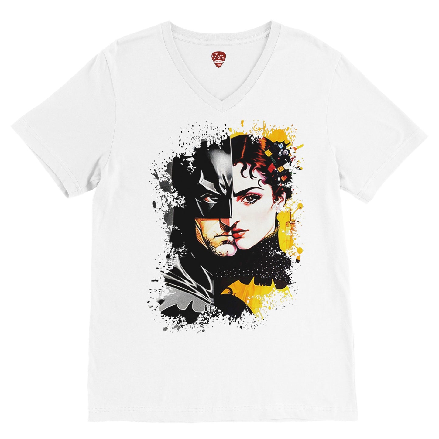 TeeFabs SPLASH - Batman vs Catwoman by Izaak Ashton - Premium Unisex V-Neck T-shirt