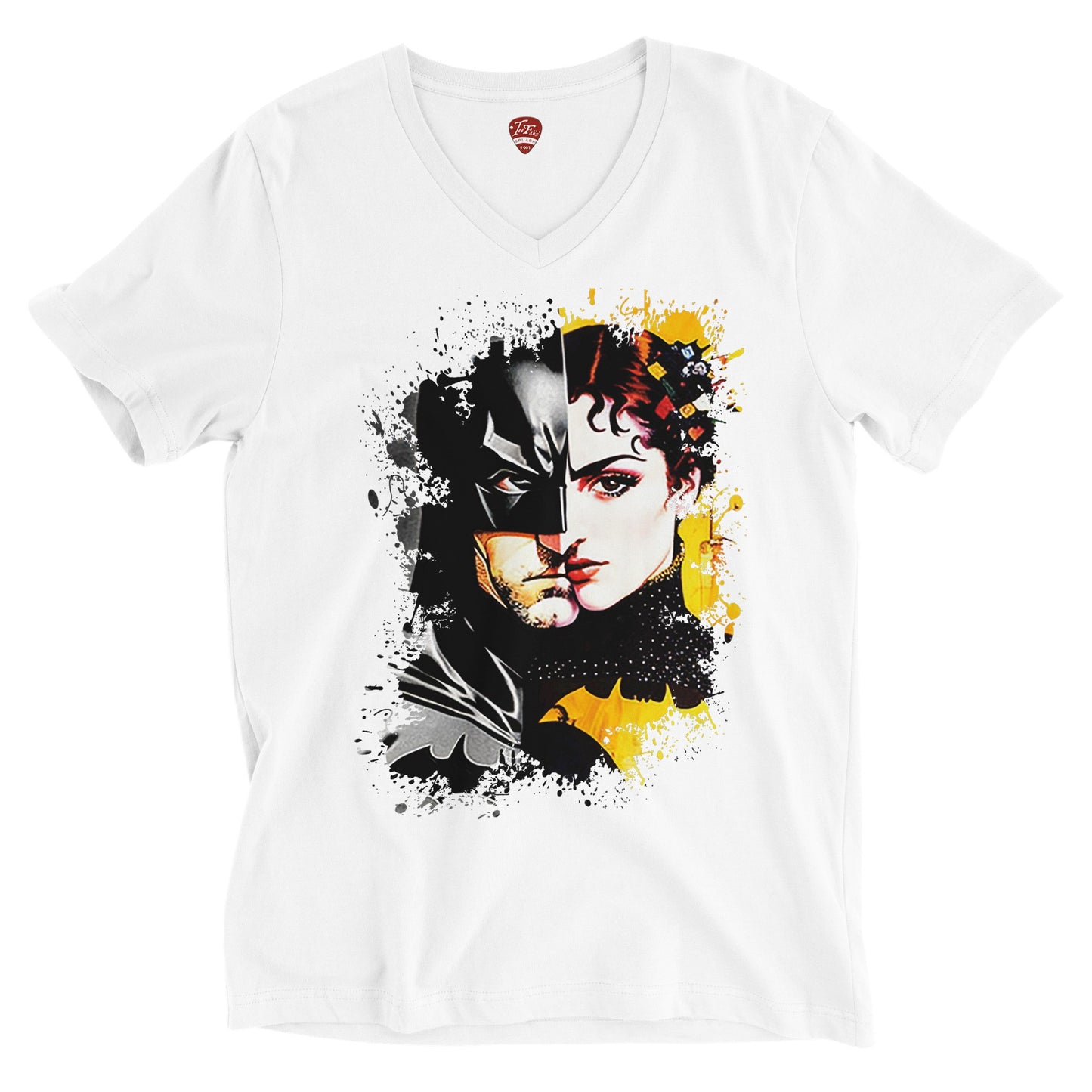 TeeFabs SPLASH - Batman vs Catwoman by Izaak Ashton - Premium Unisex V-Neck T-shirt