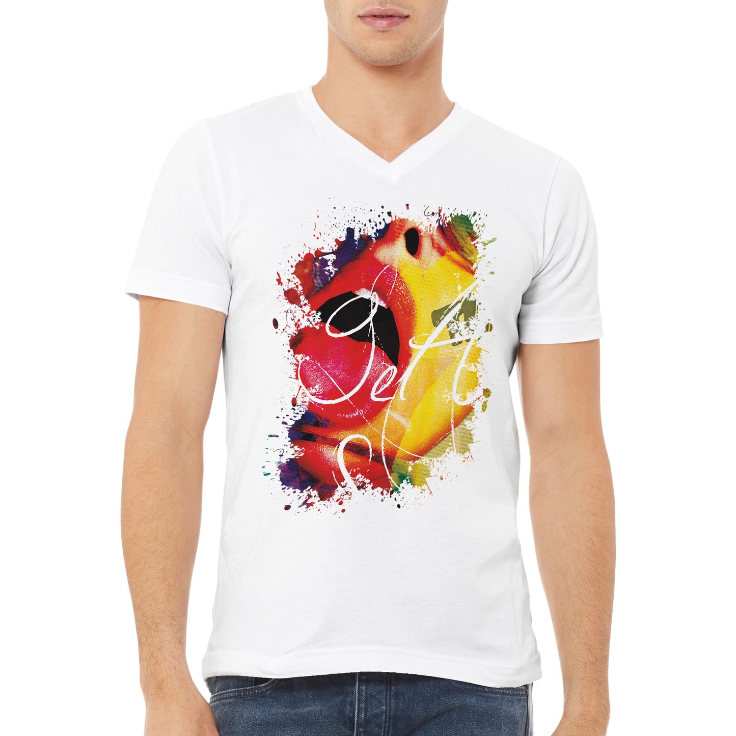 TeeFabs SPLASH - Open mouth - Premium Unisex V-Neck T-shirt